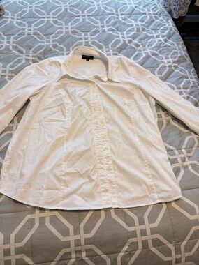 Lane Bryant White Long-Sleeve Button Front Shirt